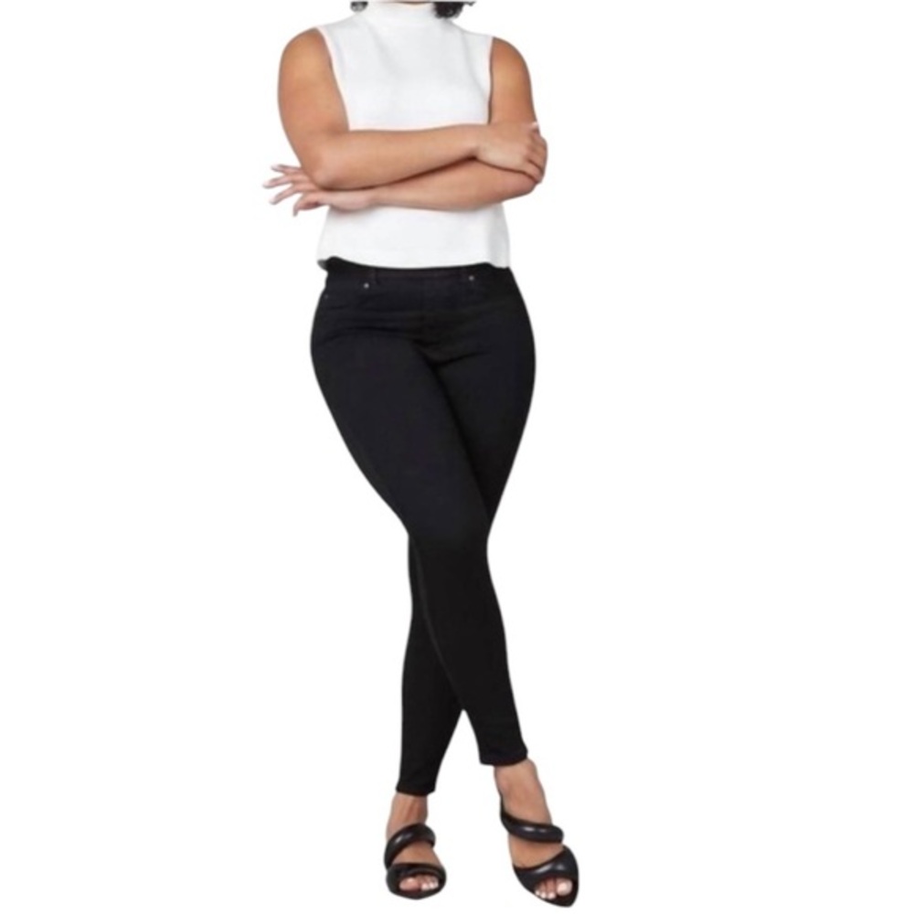 SPANX BLACK SKINNY STRETCH PULLON DENIM JEANS S